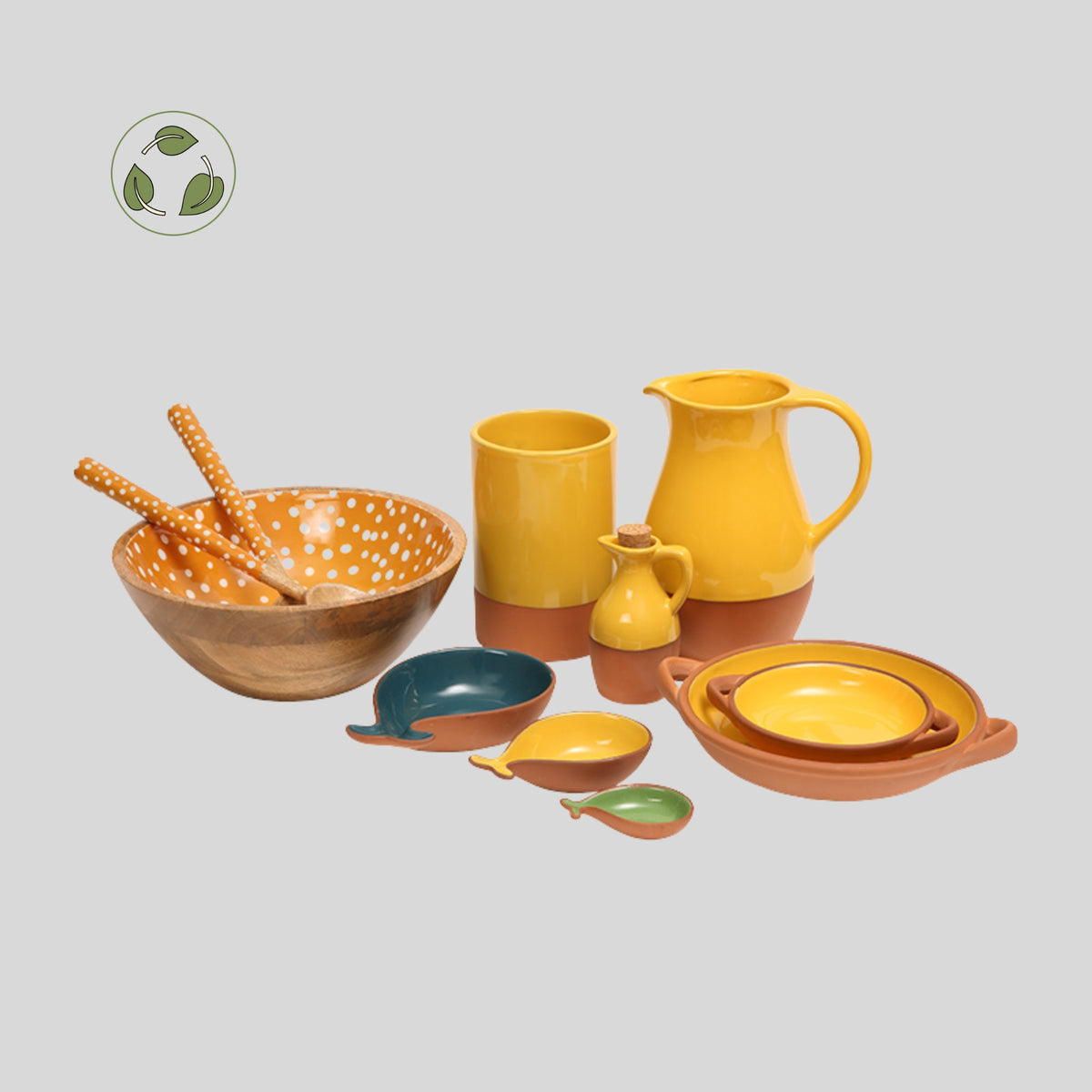 Sintra Mango Wood Salad Servers – Stone | Hand-finished Sustainable Salad Server