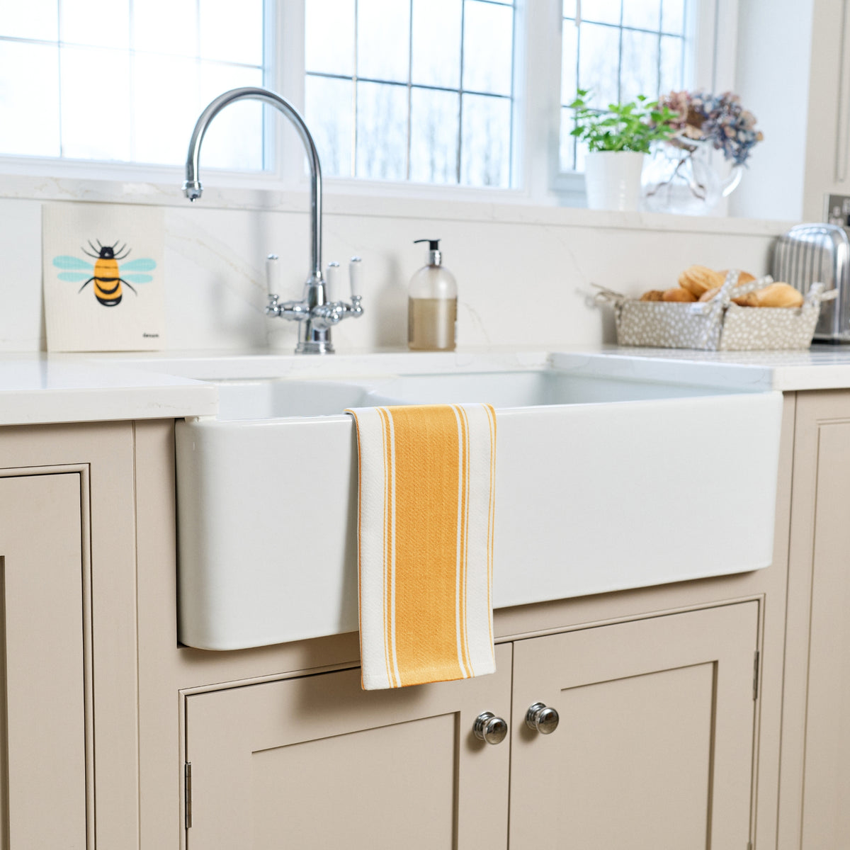 Love Colour Striped Tea Towel | Vibrant Cotton Kitchen Textiles by Dexam