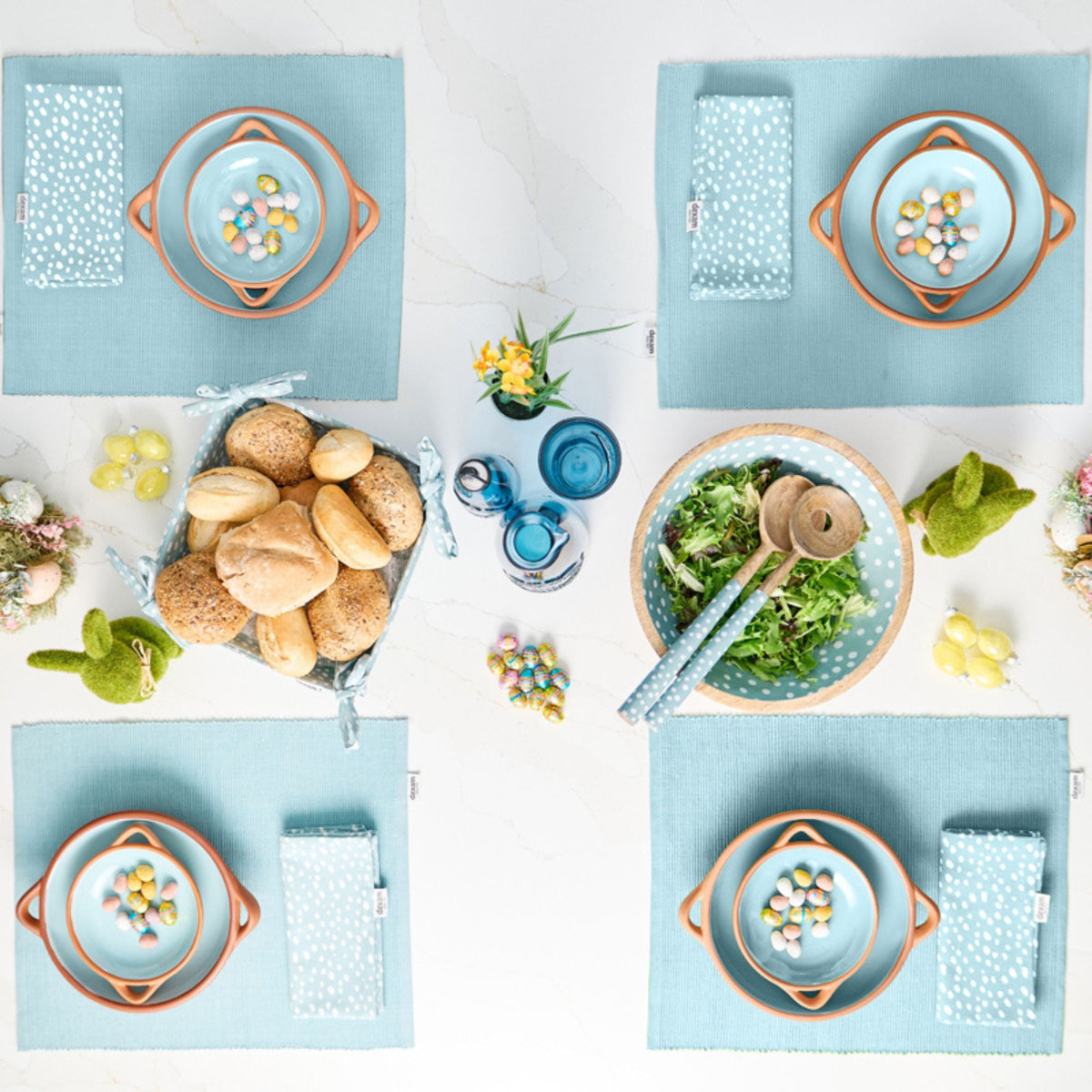 Sintra Spotted Bread Basket – Ink Blue | Recycled Cotton Table Basket