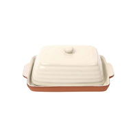 Porto Terracotta Ribbed Butter Dish - Stone