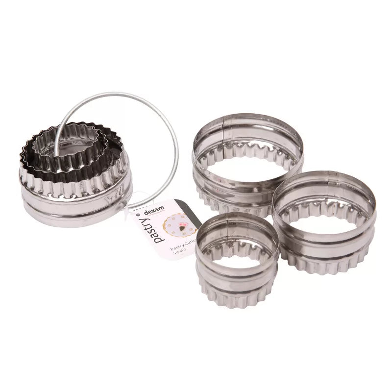 Set of 3 Crinkled and Plain Cookie Cutters on Ring