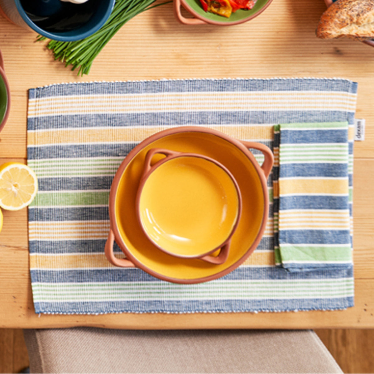 Sintra Striped Napkin & Placemat Set | Recycled Cotton Table Linen