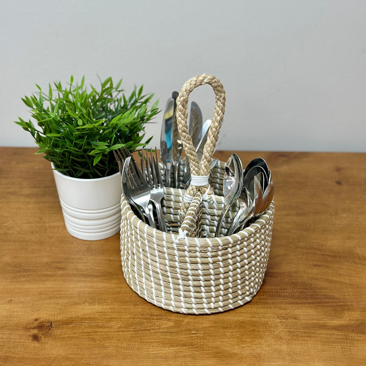 Sintra Seagrass Cutlery Caddy | Sustainable Handwoven Table Storage