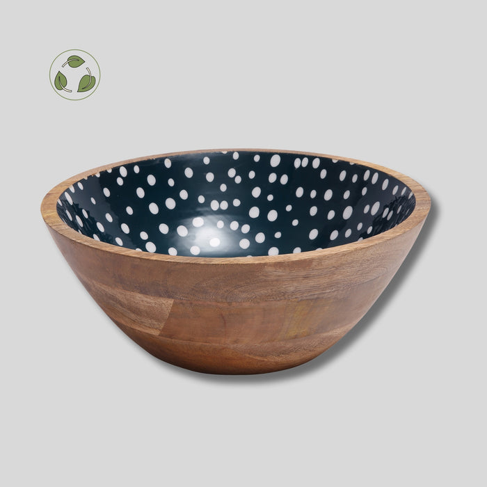 Sintra Mango Wood Spotted Salad Bowl in Olive Green | Stylish Eco-Friendly Serveware