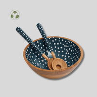 Sintra Mango Wood Spotted Salad Bowl in Olive Green | Stylish Eco-Friendly Serveware