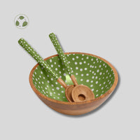 Sintra Mango Wood Spotted Salad Bowl in Olive Green | Stylish Eco-Friendly Serveware