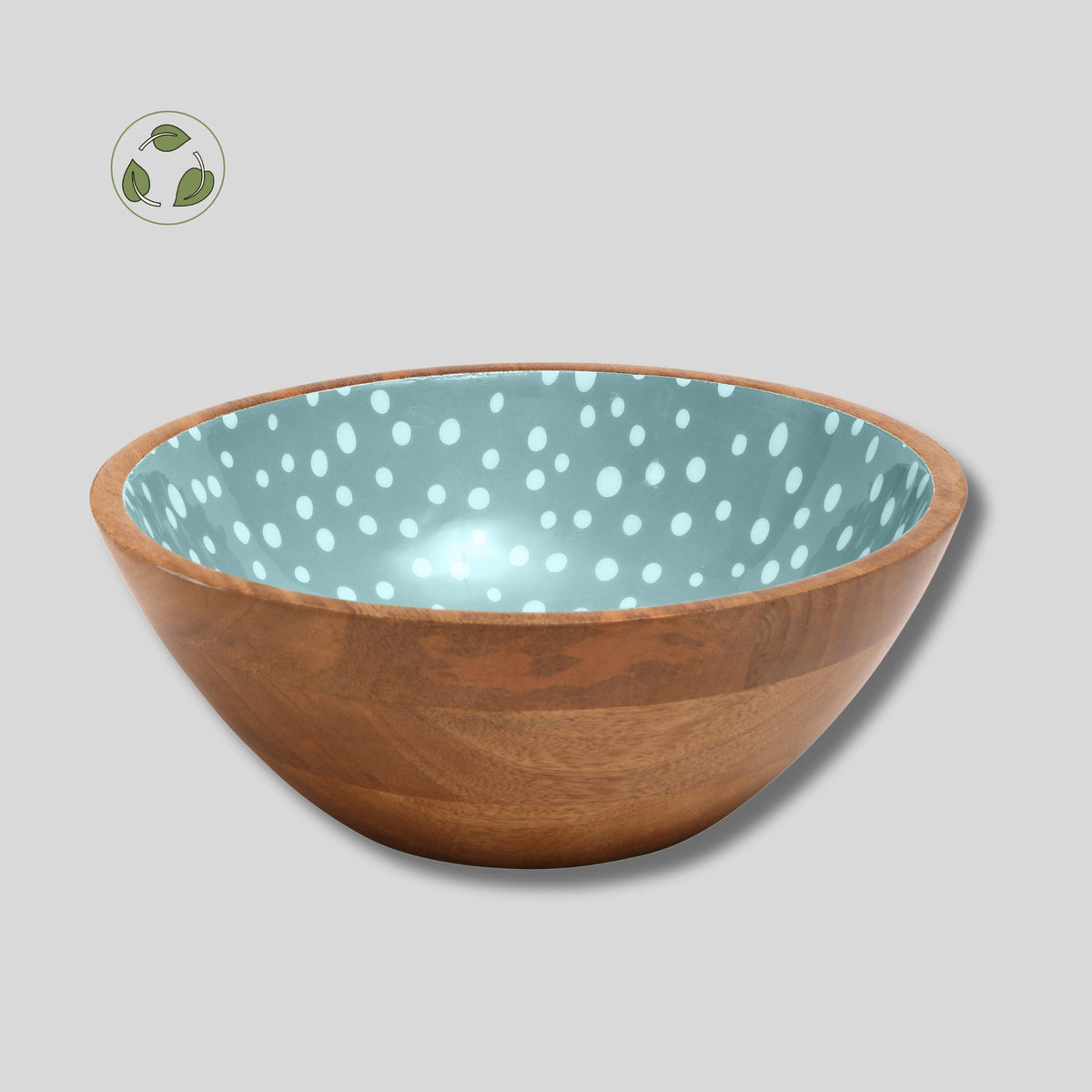 Sintra Mango Wood Spotted Salad Bowl in Olive Green | Stylish Eco-Friendly Serveware