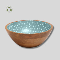 Sintra Mango Wood Spotted Salad Bowl in Olive Green | Stylish Eco-Friendly Serveware