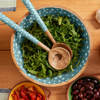 Sintra Mango Wood Spotted Salad Bowl in Olive Green | Stylish Eco-Friendly Serveware