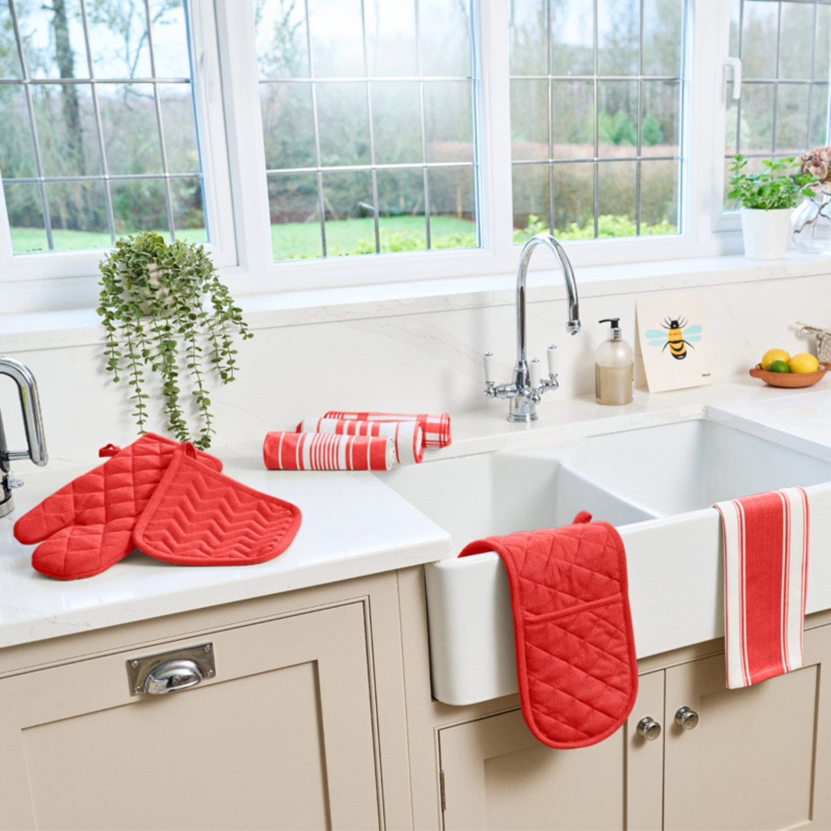 Love Colour Striped Tea Towel | Vibrant Cotton Kitchen Textiles by Dexam