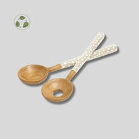 Sintra Mango Wood Salad Servers – Stone | Hand-finished Sustainable Salad Server