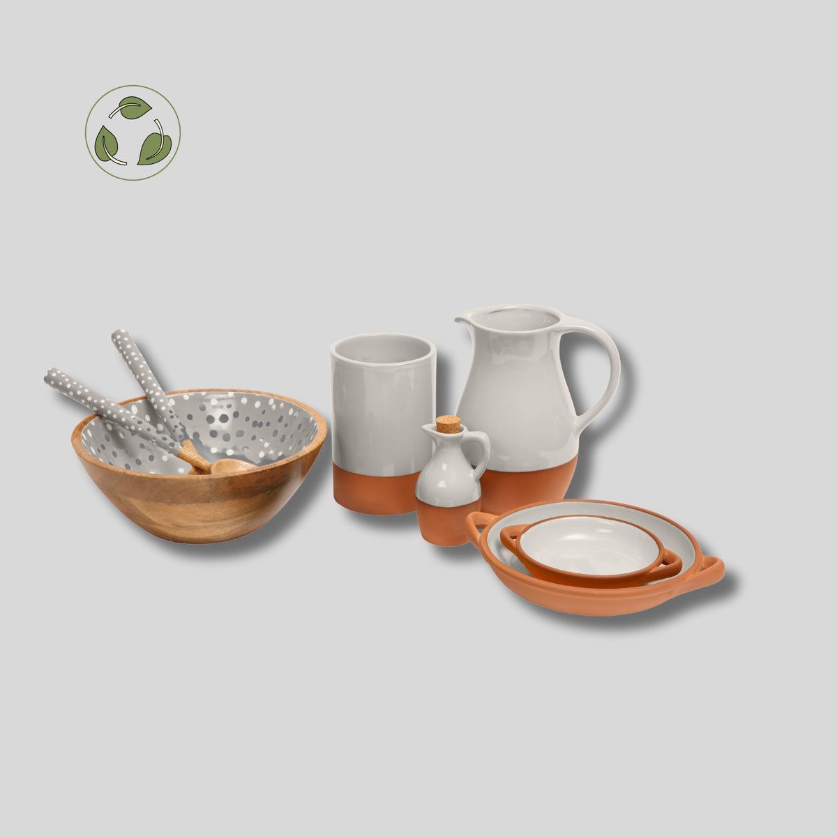 Sintra Mango Wood Salad Servers – Stone | Hand-finished Sustainable Salad Server