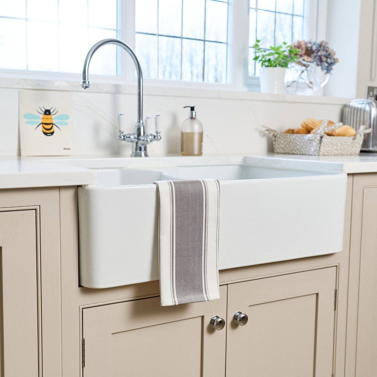 Love Colour Striped Tea Towel | Vibrant Cotton Kitchen Textiles by Dexam