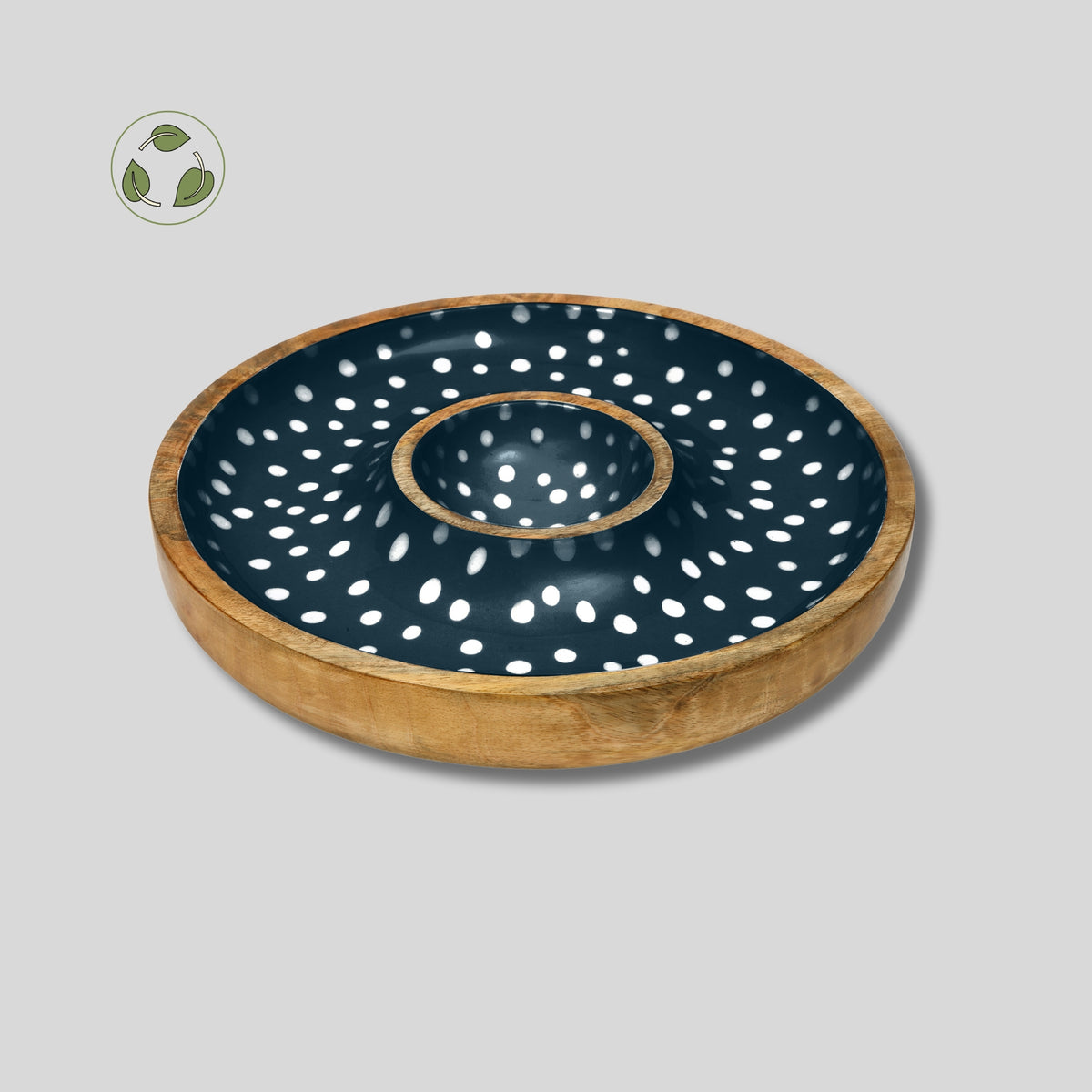 Sintra Mango Wood Spotted Chip and Dip Bowl | Eco-Friendly Serveware