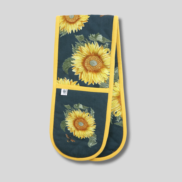 RHS Sunflower Double Oven Gloves |  Cotton with Sunflower & Bee Print