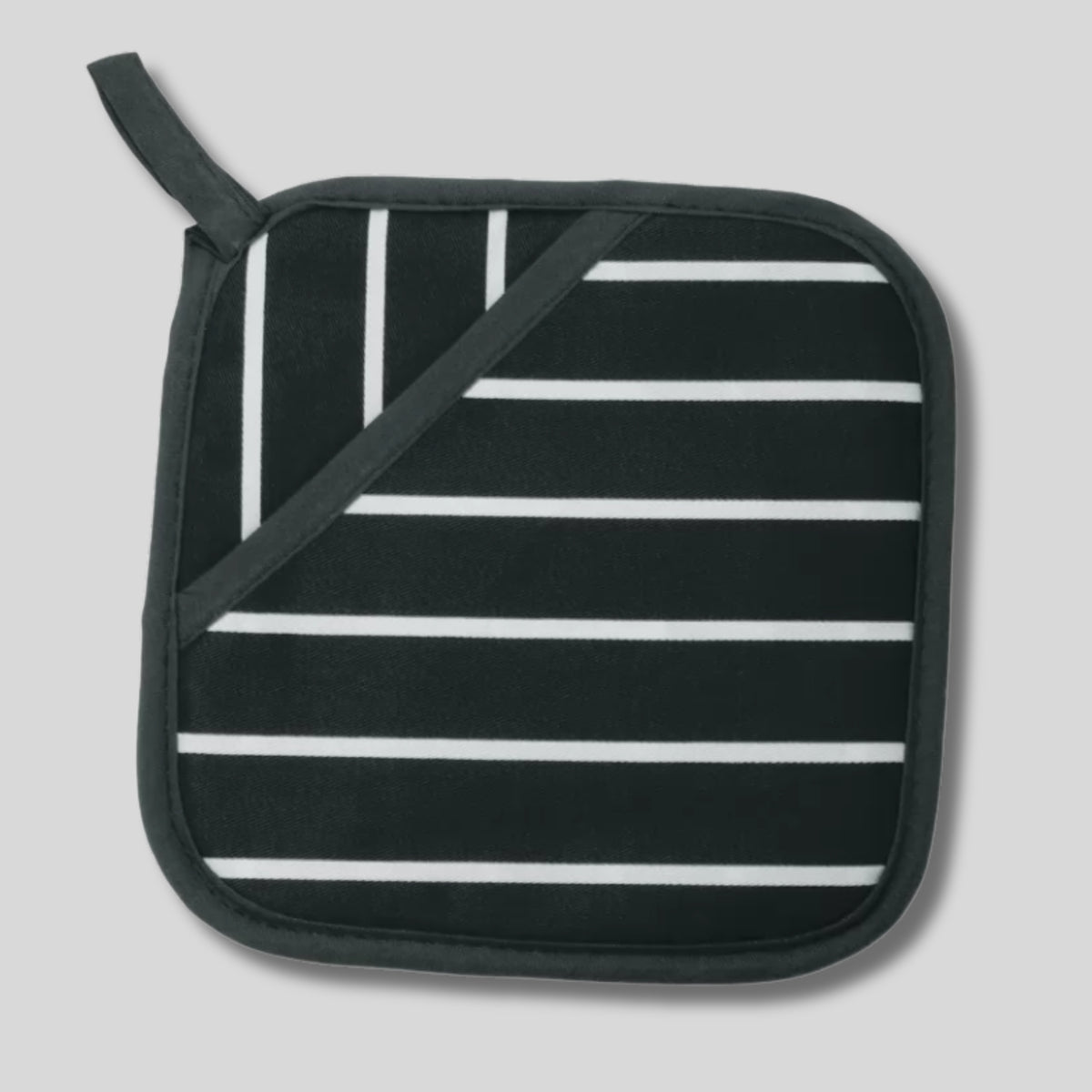 Rushbrookes Butchers Stripe Pot Grab (Made in UK) - Slate Grey