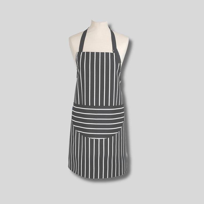 Rushbrookes Butchers Stripe Adult Apron (Made in UK) - Slate Grey