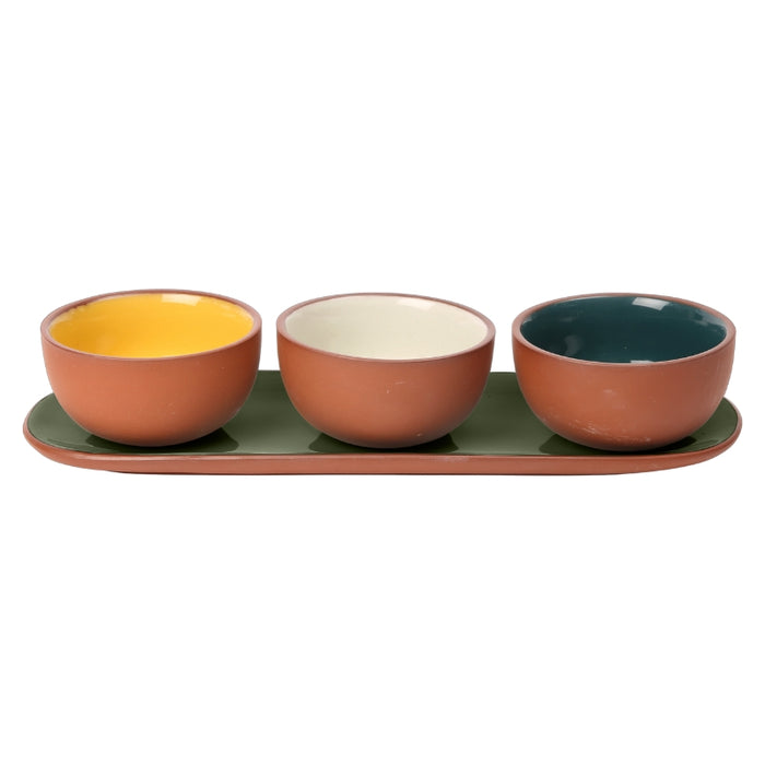 Sintra Glazed Terracotta Set of 3 Round Snack Bowls