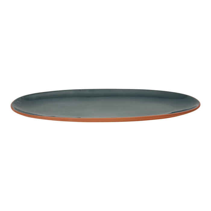 Sintra Glazed Terracotta Oval Serving Platter - Ink Blue