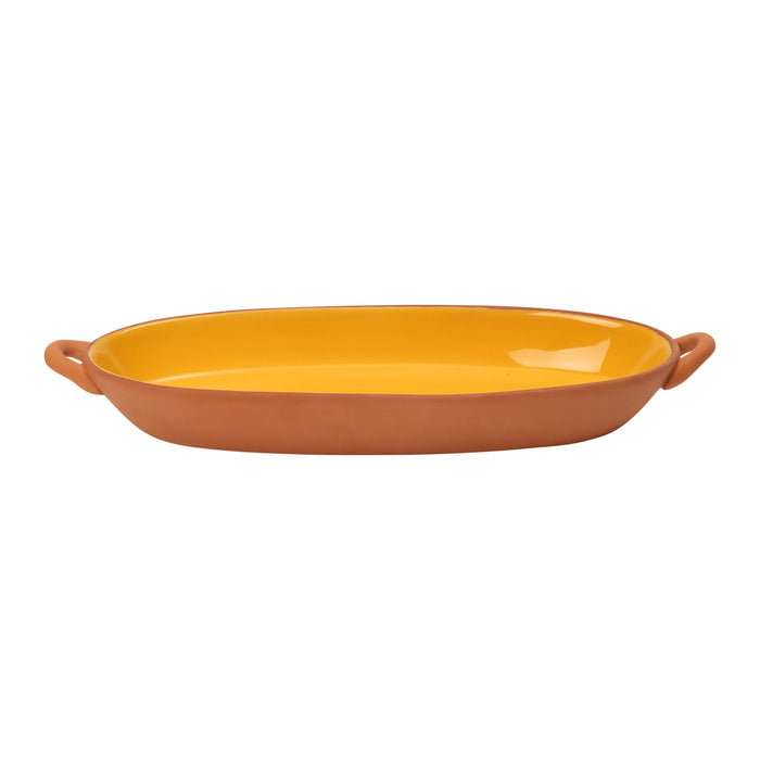 Sintra Glazed Terracotta Oval Baking Dish - Ochre
