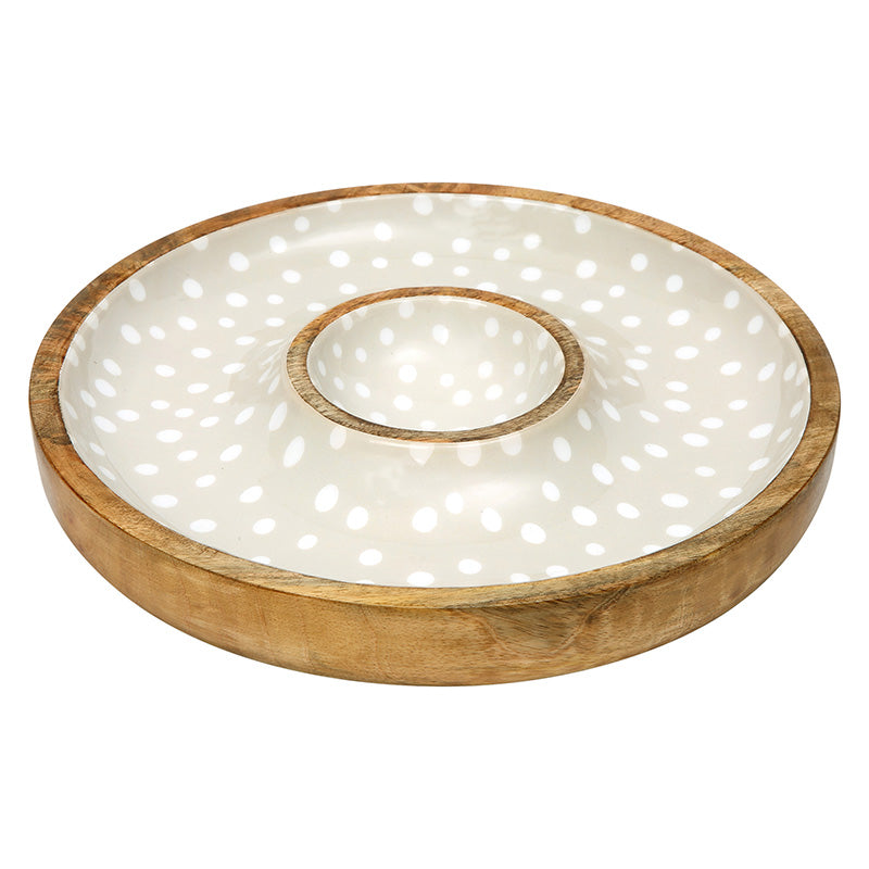 Sintra Mango Wood Spotted Chip and Dip Bowl | Eco-Friendly Serveware