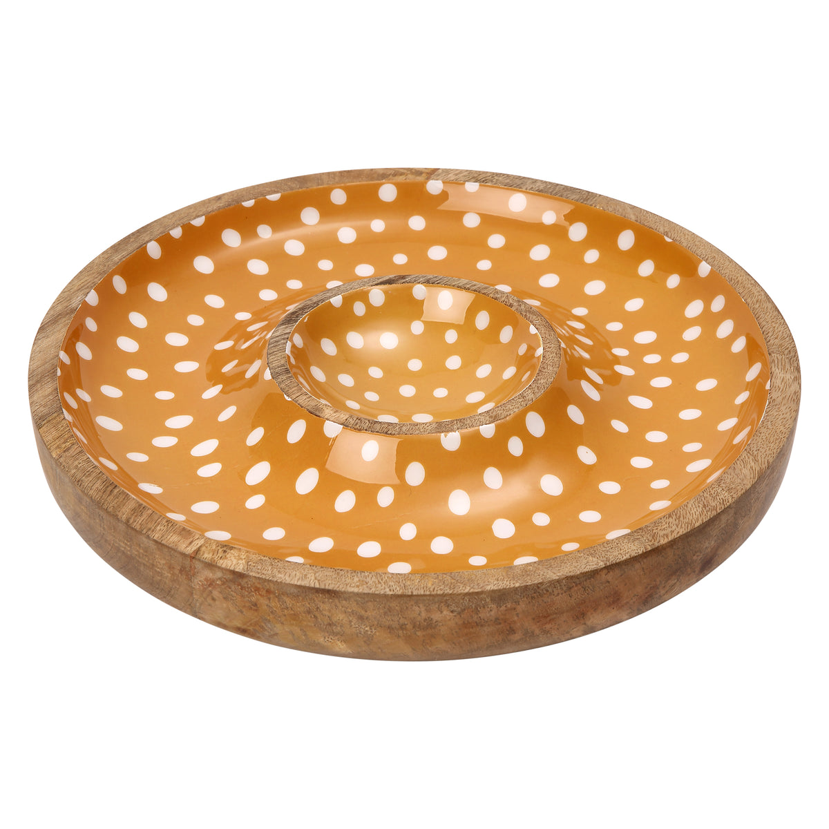 Sintra Mango Wood Spotted Chip and Dip Bowl | Eco-Friendly Serveware