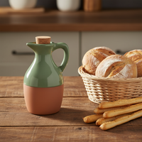 Sintra Glazed Terracotta Oil Drizzler - Olive Green