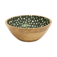 Sintra Mango Wood Spotted Salad Bowl - Olive Green