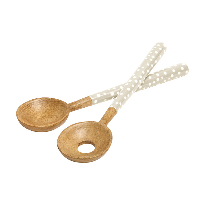 Sintra Mango Wood Salad Servers – Stone | Hand-finished Sustainable Salad Server