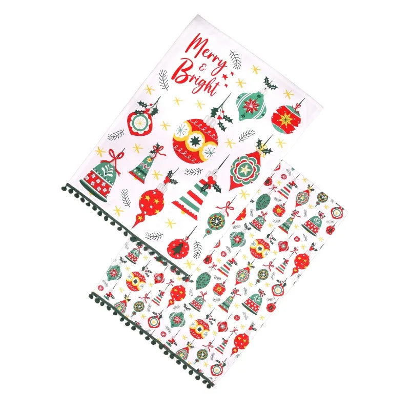 Baubles Recycled Cotton Set of 2 Tea Towels - Green