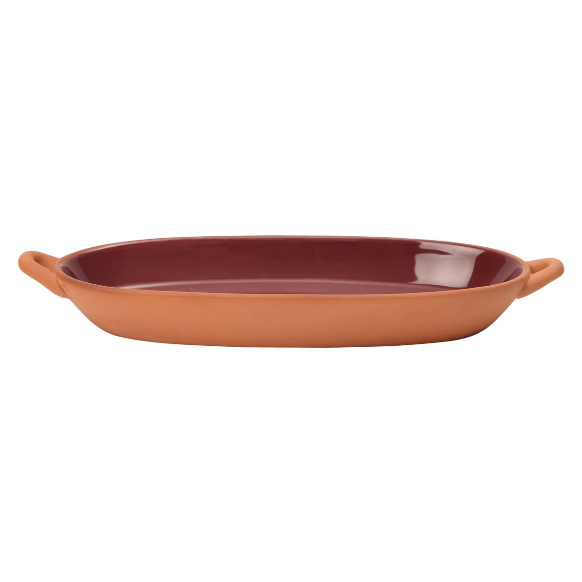 Sintra Glazed Terracotta Oval Baking Dish - Berry