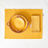 Sintra Spotted Napkin & Placemat Set – Stone | Recycled Cotton Table Linen