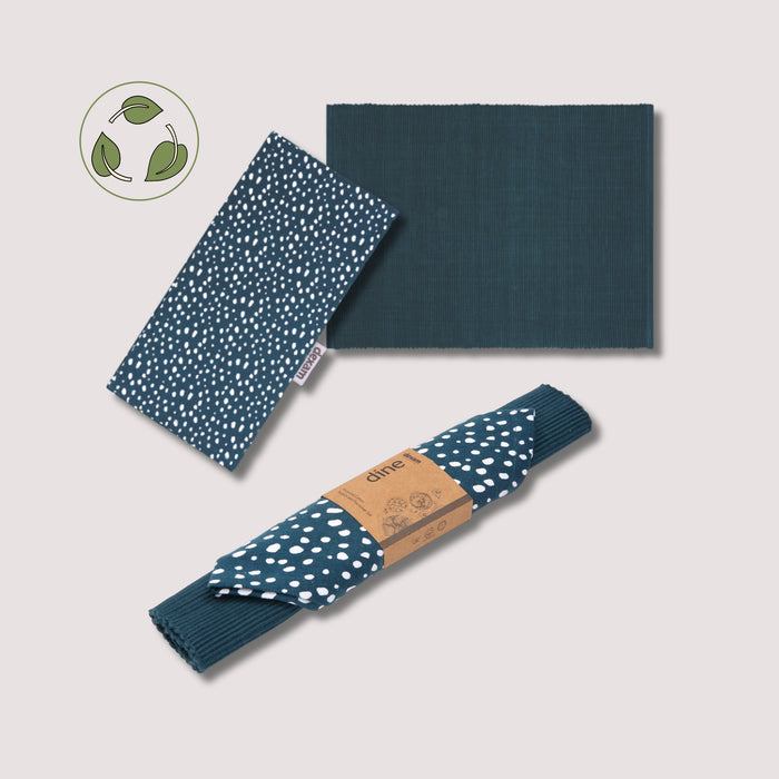 Sintra Spotted Napkin & Placemat Set – Stone | Recycled Cotton Table Linen (Set of 4)