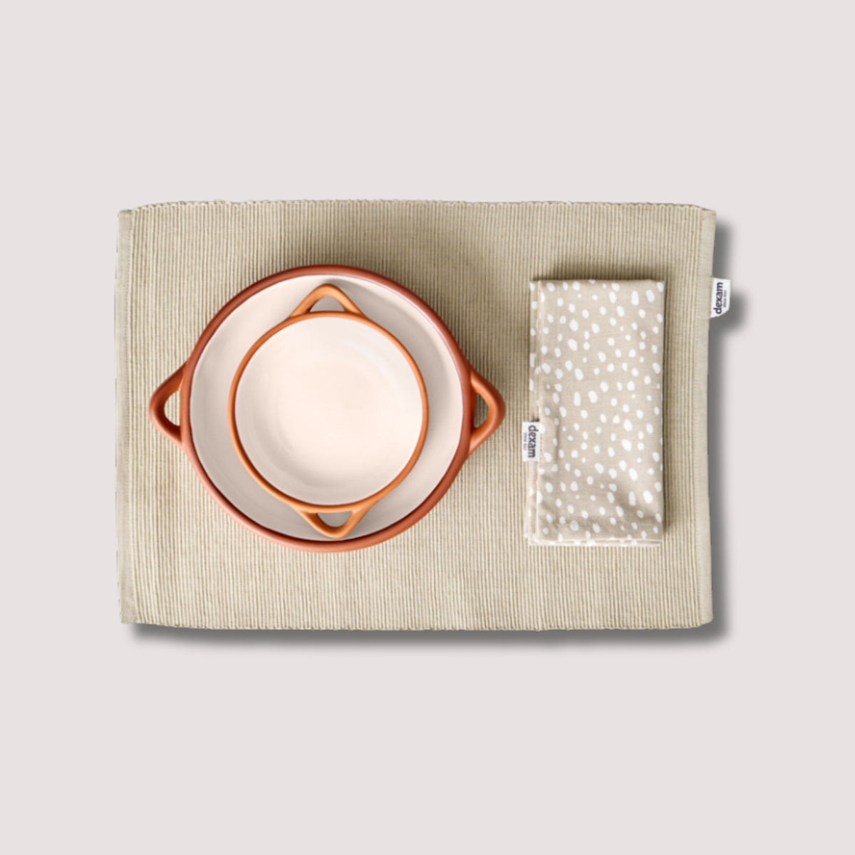 Sintra Spotted Napkin & Placemat Set – Stone | Recycled Cotton Table Linen