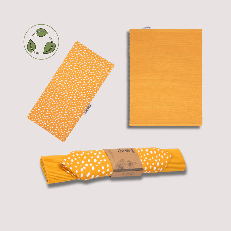 Sintra Spotted Napkin & Placemat Set – Stone | Recycled Cotton Table Linen