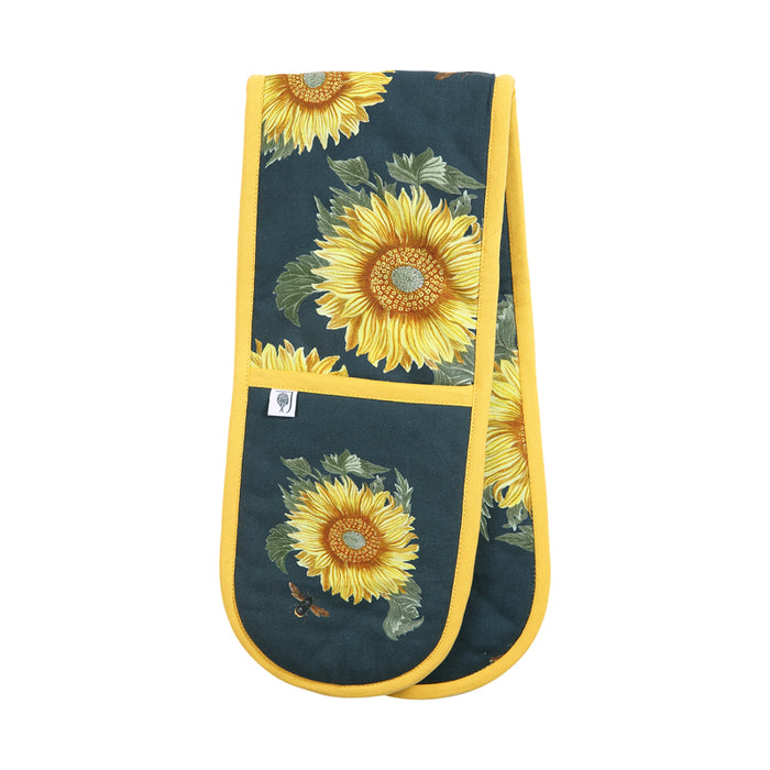 RHS Sunflower Double Oven Gloves |  Cotton with Sunflower & Bee Print