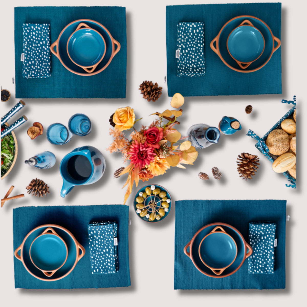 Sintra Spotted Napkin & Placemat Set – Stone | Recycled Cotton Table Linen