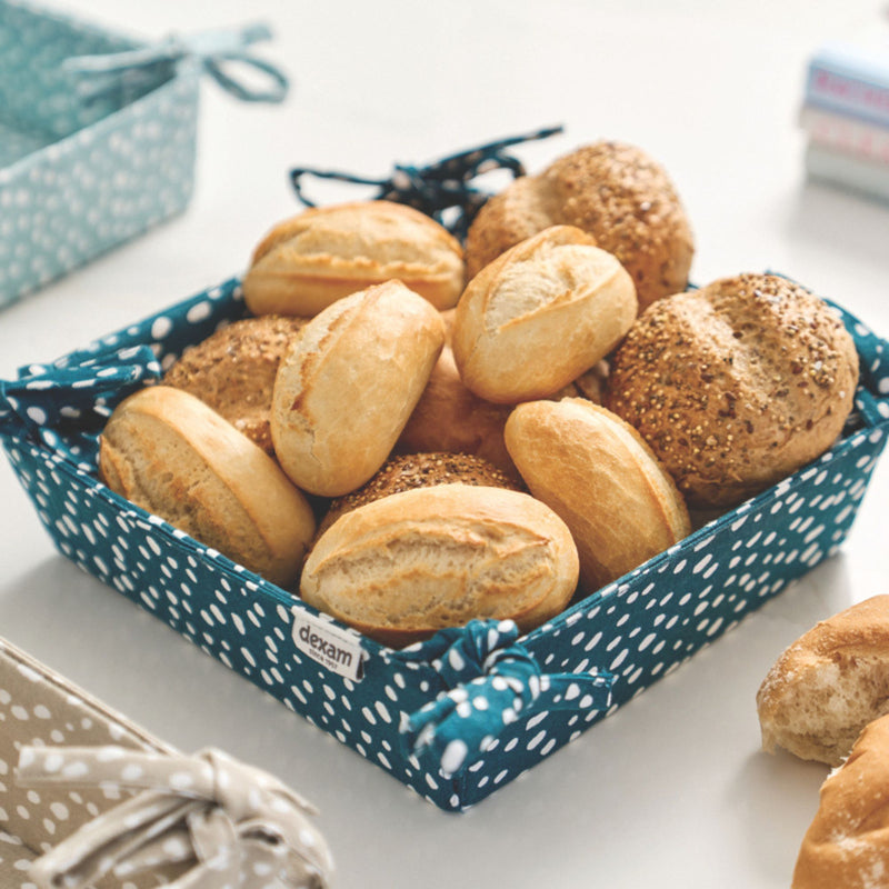 Sintra Spotted Bread Basket – Ink Blue | Recycled Cotton Table Basket