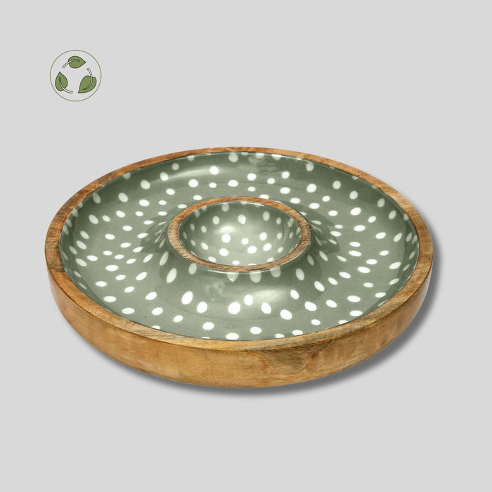 Sintra Mango Wood Spotted Chip and Dip Bowl | Eco-Friendly Serveware