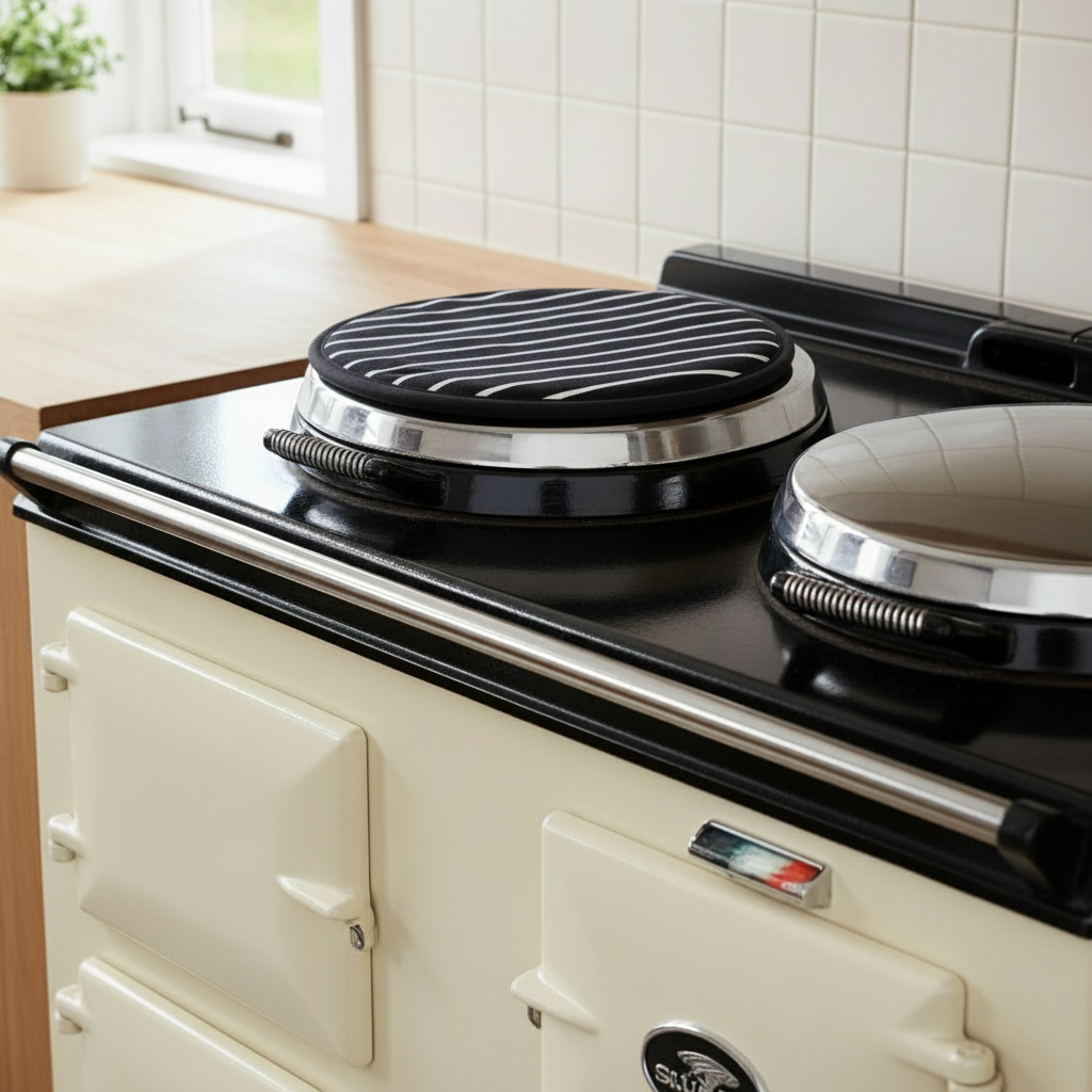 Rushbrookes Butchers Stripe Round Hob Cover (Made in UK)