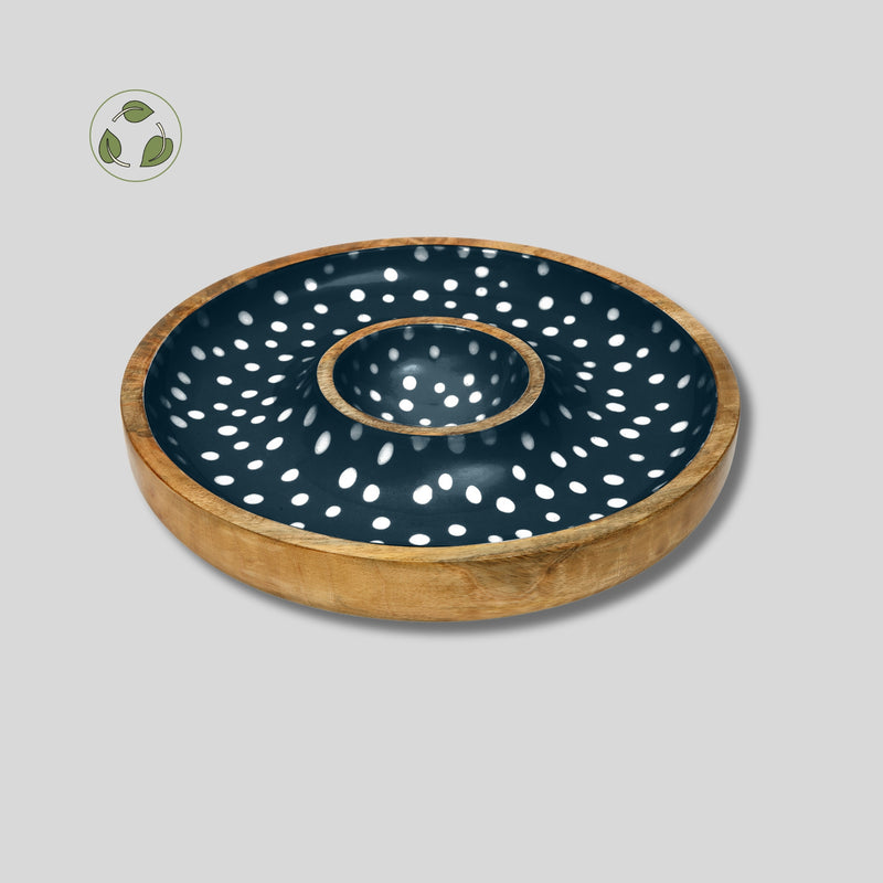 Sintra Mango Wood Spotted Chip and Dip Bowl | Eco-Friendly Serveware