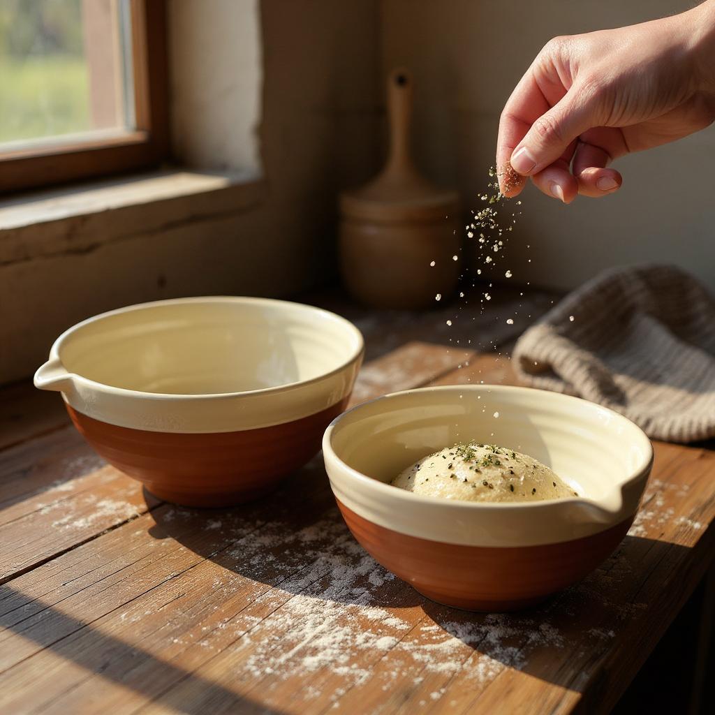 Porto Terracotta Ribbed Small Mixing Bowl - Stone