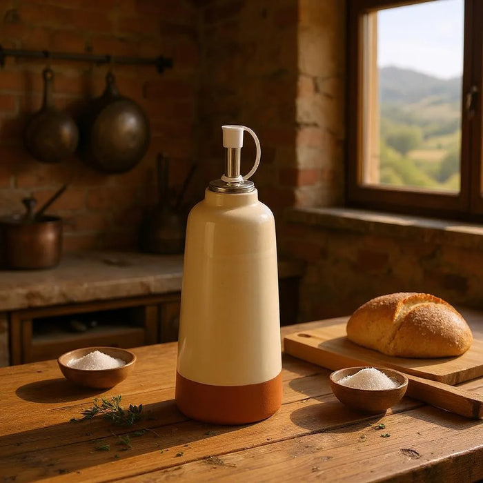 Porto Terracotta Ribbed Oil Drizzler - Stone