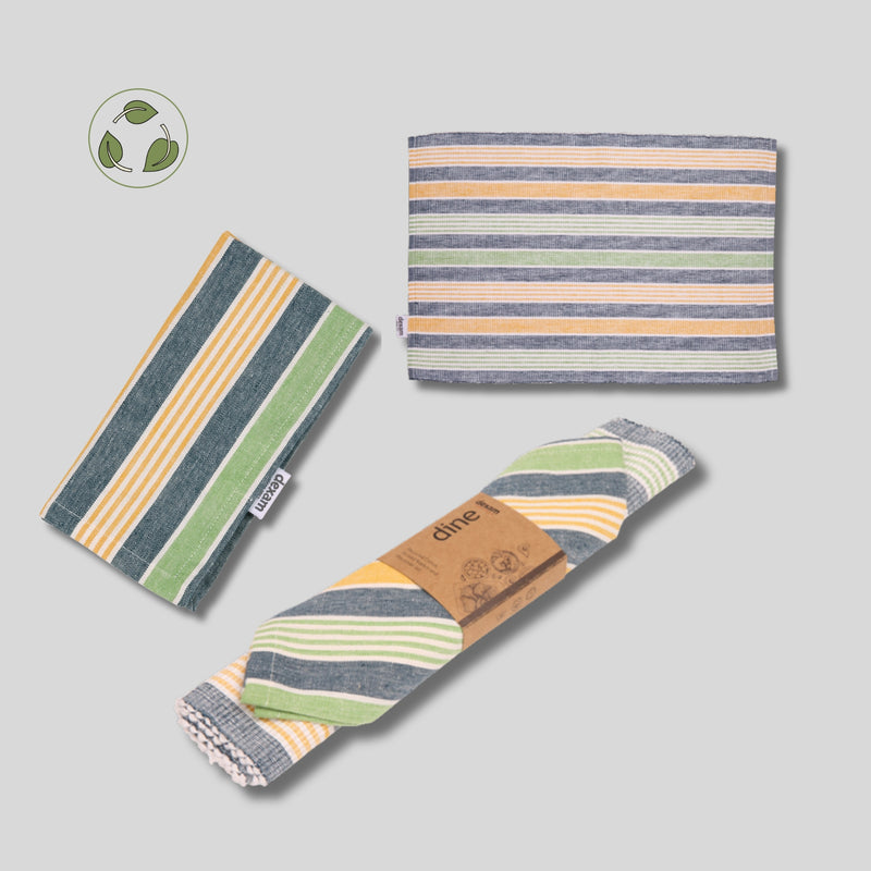 Sintra Striped Napkin & Placemat Set | Recycled Cotton Table Linen