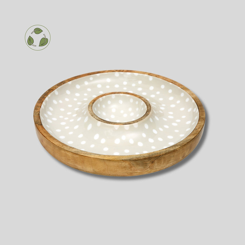 Sintra Mango Wood Spotted Chip and Dip Bowl | Eco-Friendly Serveware