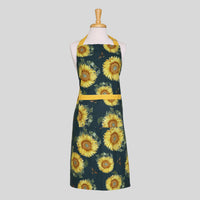 Adult apron made from sustainable cotton featuring a vibrant sunflower and bee print, designed in collaboration with the RHS.