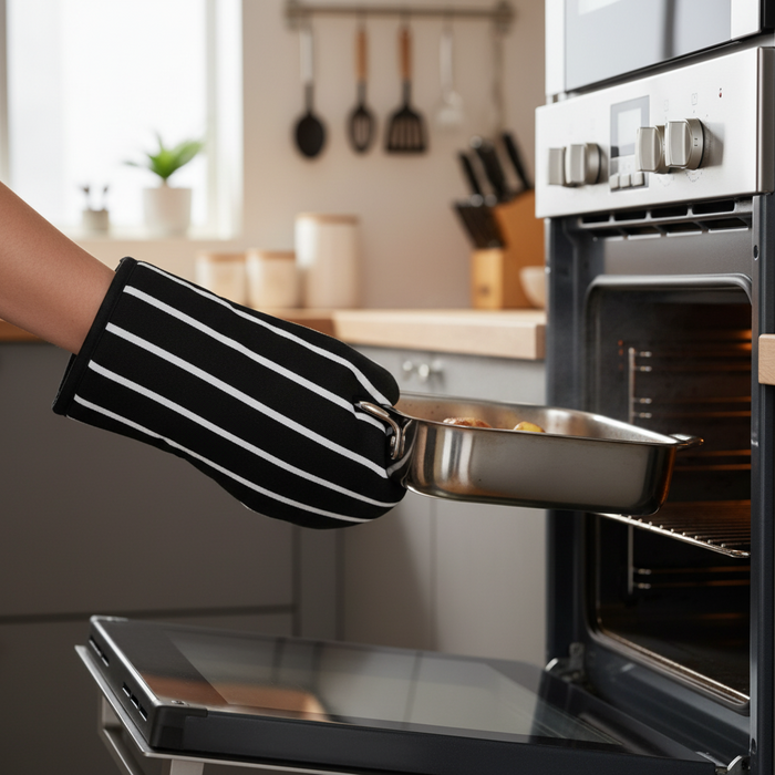 Rushbrookes Butchers Stripe Gauntlet (Made in UK) - Slate Grey