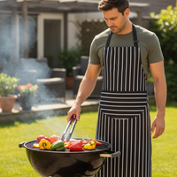 Rushbrookes Butchers Stripe Long Adult Apron (Made in UK) - Slate Grey